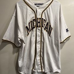 Vintage Michigan Wolverines Starter Baseball Jersey Size Adult X-Large 