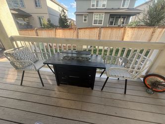 Outdoor Patio Fire Pit Table with 2 Chairs