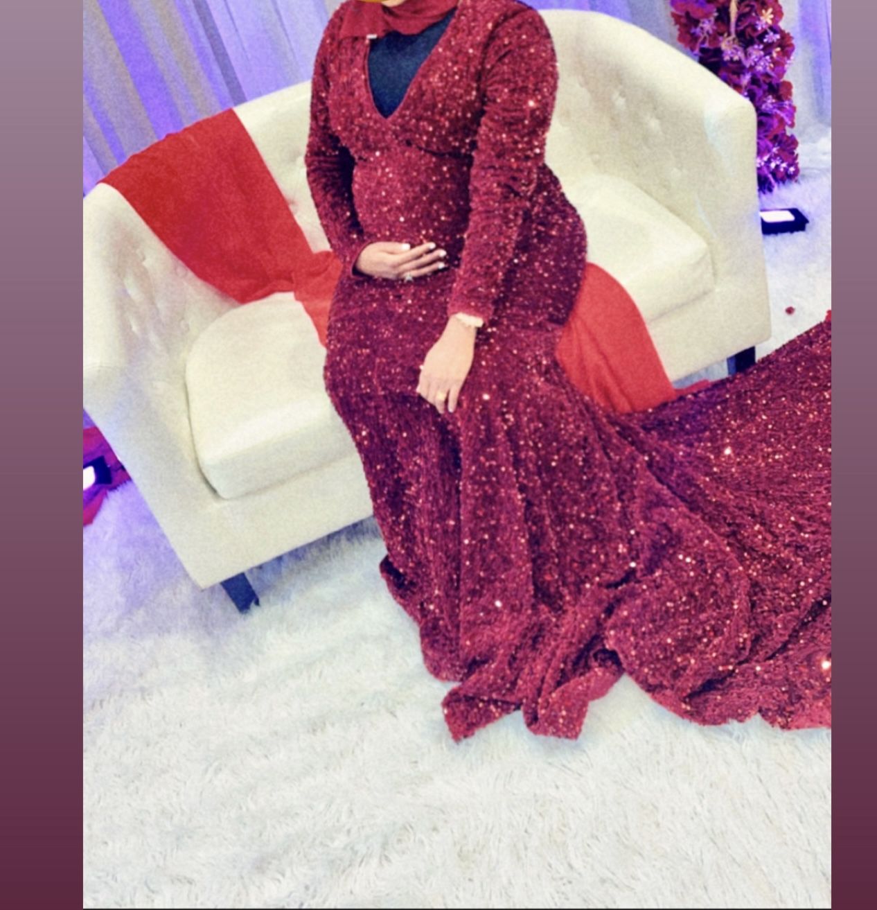 Plus Size 1XL Luxury Burgundy Sequin Mermaid Gown – Formal/Prom/Wedding”