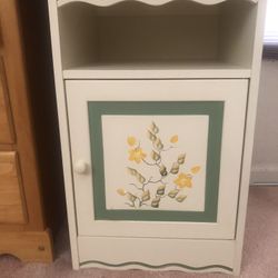 Floral Side Table Pretty Small With Shelf & Door