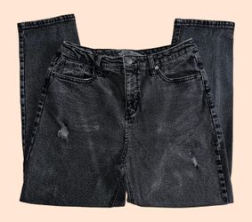 Wild Fable Dark Grey Distressed High Rise Mom Jeans Size 12