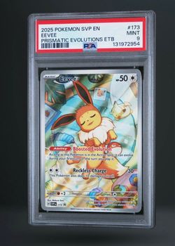 PSA 9 Eevee #173 Prismatic Evolutions ETB 2025 Pokemon SVP