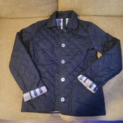 Girls Burberry Quilted Jacket Color Black 