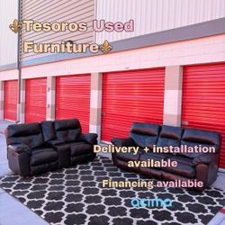 Espresso recliner & loveseat