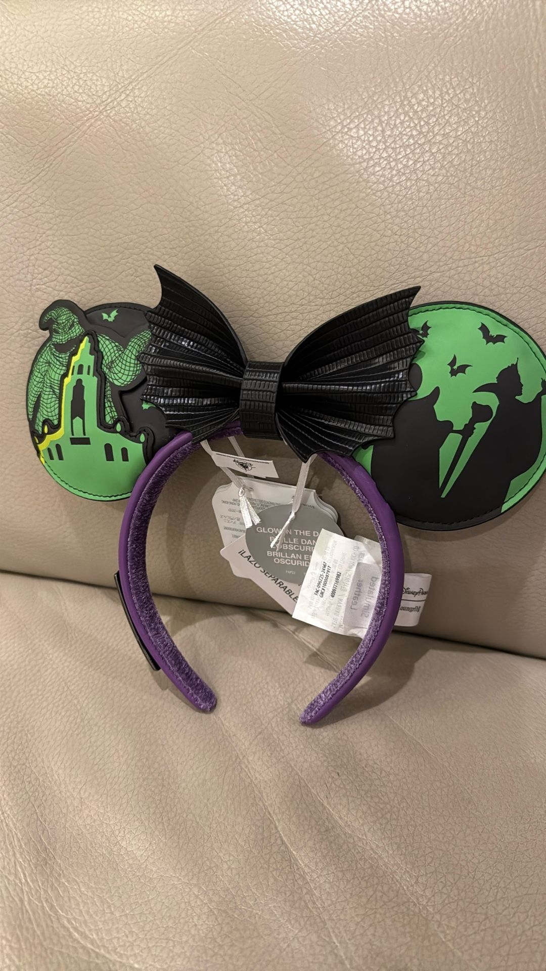 New Loungefly Disney Oogie Boogie Bash Mouse Ears. Bow Can Be Removed 