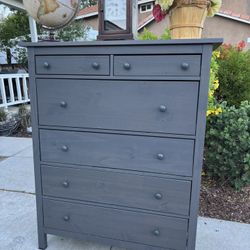 Gray Solid Wood Hemnes Dresser Chest of Drawers Furniture Great Condition 