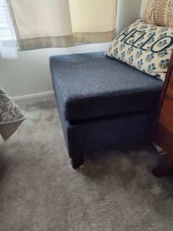 Blue Fabric Ottoman/w Storage