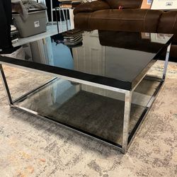 Beautiful Glass Coffee Table With Black Top