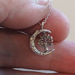 Pandora Authentic Brand New Sterling Silver Moon& Stars Spinning Tree 19.8 Adjustable Pendant Necklace 