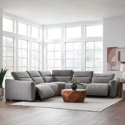 Finson 5-piece Power Reclining Fabric Sectional with 3 Power Headrests
