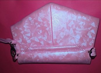 Hot pink wallet wristlet half diamond shape