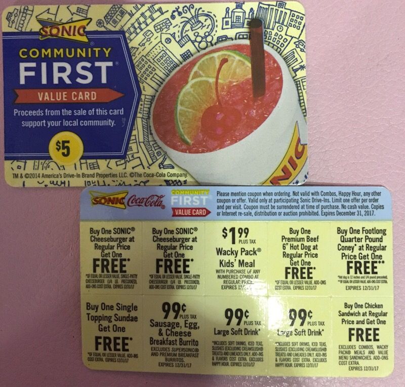 SONIC CARDS FUNDRAISER
