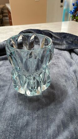 Vintage Icy Blue Glass Vase