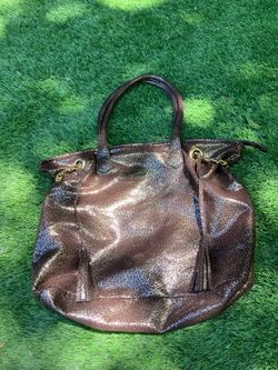 Brown Iridescent Leopard Drawstring Purse