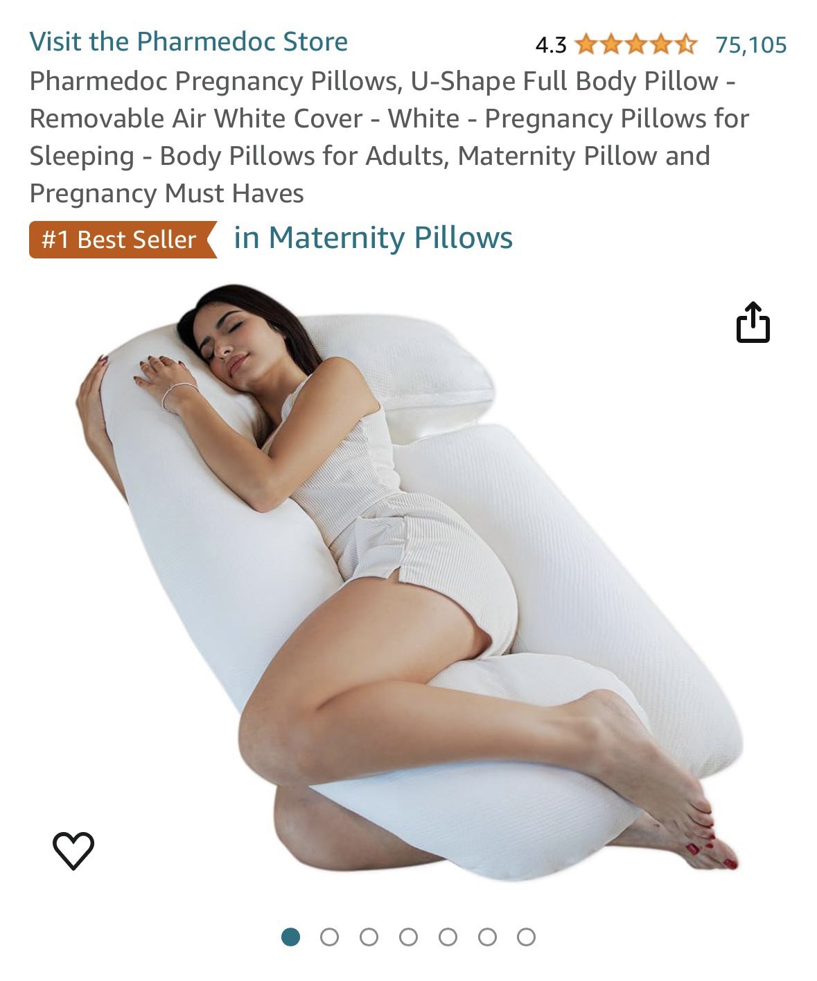 Pharmedoc Pregnancy Pillows, U-Shape Full Body Pillow -Removable Cover