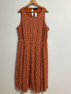 NWT Lane Bryant Size 18 Polka Dot Midi Dress Rust Terracotta Cutout Back $100