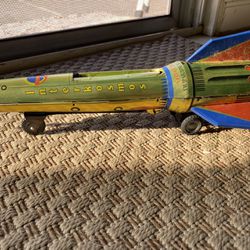  Original Vintage 1960’s Litho Tin Rocket Space Toy