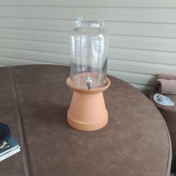 Glass Beverage Dispenser With Flower Pot Holder