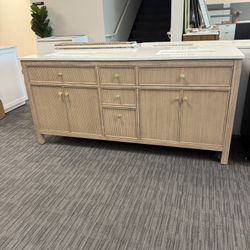 72” Bathroom Vanity In Light Wood Color 