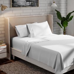 Adelaja 300 Thread Count Organic 100% Cotton Cool & Crisp Percale Weave Sheet Set Queen Size $25