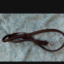 Black Crosshatch Pattern Silver Buckle Belt