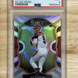 2020 Panini Select Silver Prizm Joe Burrow RC PSA 9