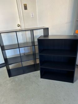 Black Bookcase and Cube Shelving Unit Set