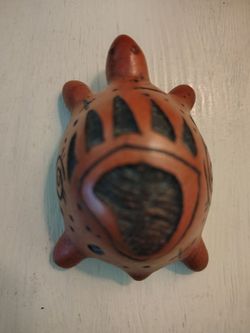 Terra Cotta Red Clay Turtle Signed Vincent Hicks