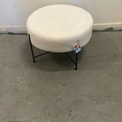 LumiSource Daniella Modern Black Metal, Fabric Round Ottoman