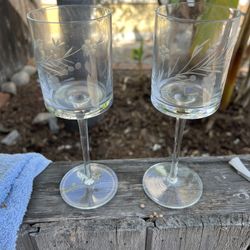 Vintage Long Stemmed Wine Glasses 