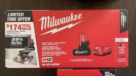 Milwaukee M12 5.0xc High Output And Charger Battery New MUST SELL