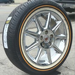 17" Cadillac Caddy CTS Deville DTS Chrome Wheels Tires VOGUE W/GOLD Buick  !