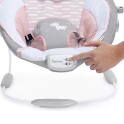 Ingenuity Soothing Baby Bouncer Infant Seat with Vibrations & Sounds, 0-6 Months Up to 20 lbs (Pink Flora the Unicorn)