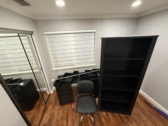 FREE—Desk, Bookshelf, 2 Wall Shelfs, Curtains Rod—Free
