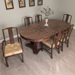 Solid Wood 6‑Chair Dining Table Set – Elegant & Complete