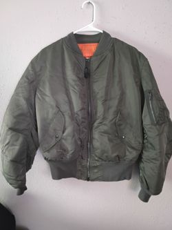 Alpha Industries MA-1 Men’s Green Bomber Flight Jacket Lined Size L