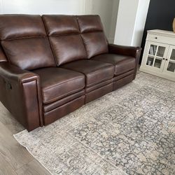 Leather Recliner Brown Sofa With Usb Charger 