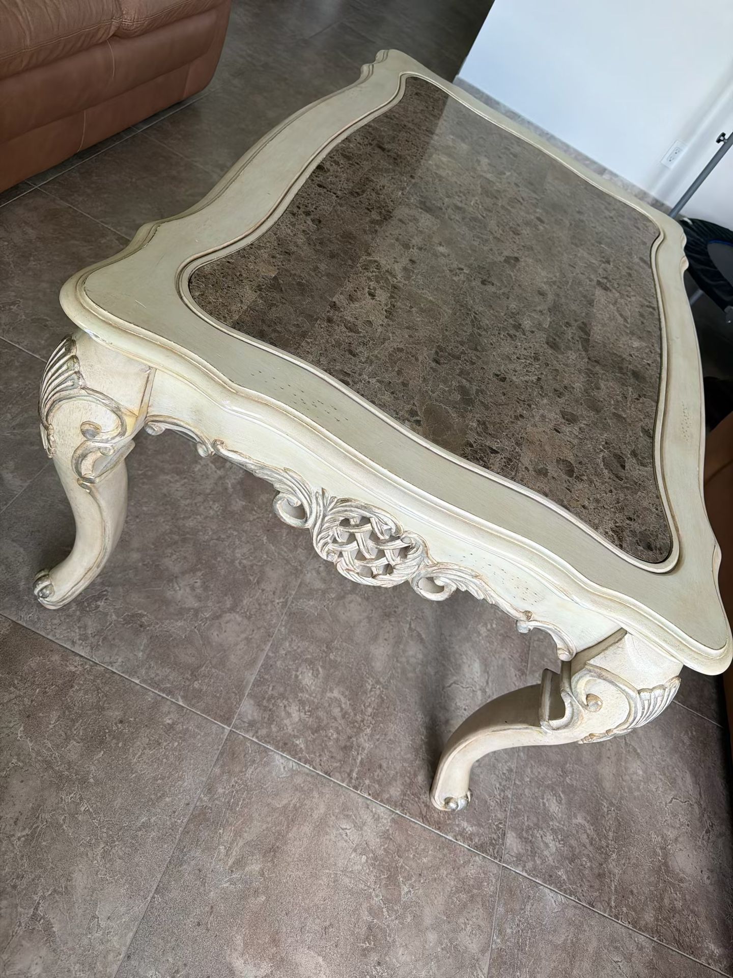 Coffee Table X1 And Side Table X1 in Marble and Antique 