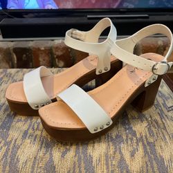 White block heel sandals