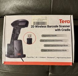 Brand new Tera 2D wireless Barcode Scanner with Cradle. Model: D6100.