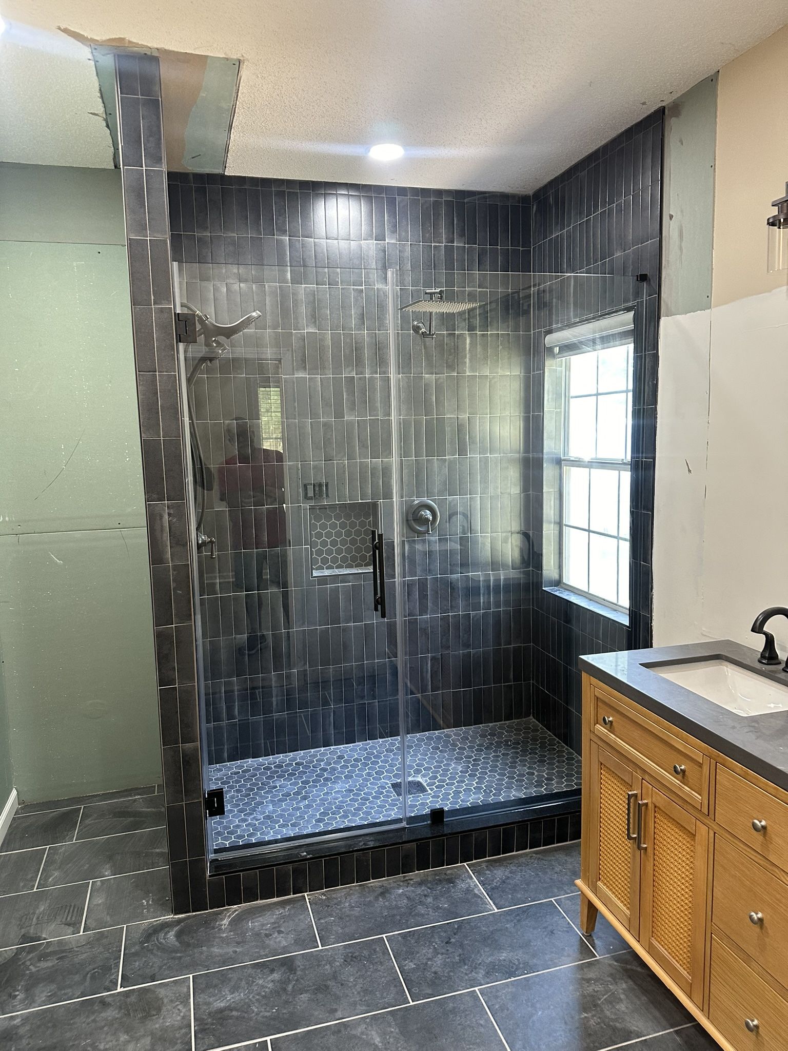 Custom Shower With Glass Door