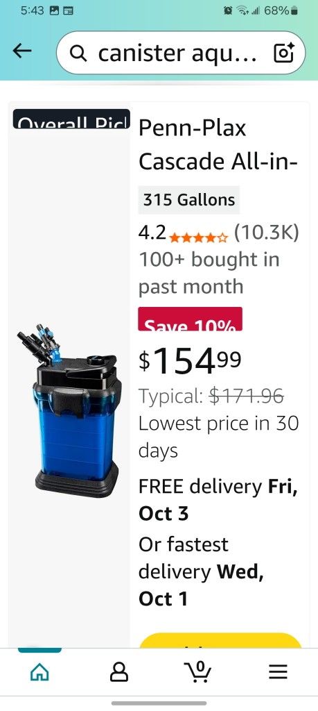 Aquarium Filter For Up To 350 Gallons