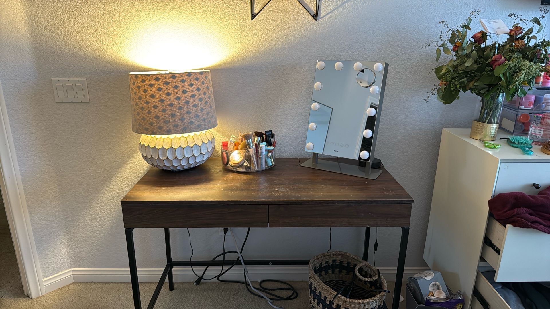 Wood Desk With Metal Black Legs