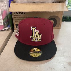 Los Angeles Dodgers Hat Cap 40th Anniversary Patch Red Size 7 5/8 New Era