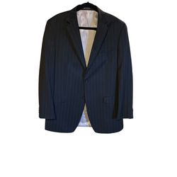 Men’s Michael Kors Suit 42L – Dark Blue Pinstripe – Wool – Excellent Condition