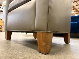 HBF Greige Leather Roll Arm Accent Chair