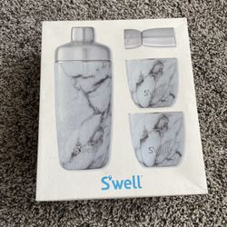 S'well 4 PC Cocktail Kit 251910 Blue Granite - Tumblers, Shaker Strainer Jigger