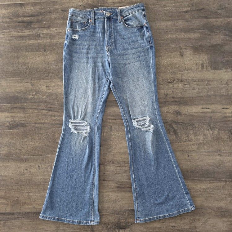 SO High Rise Flare Stretch Blue Jeans Juniors Size 13 NWT