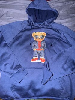 Blue Teddy Bear Graphic Hoodie