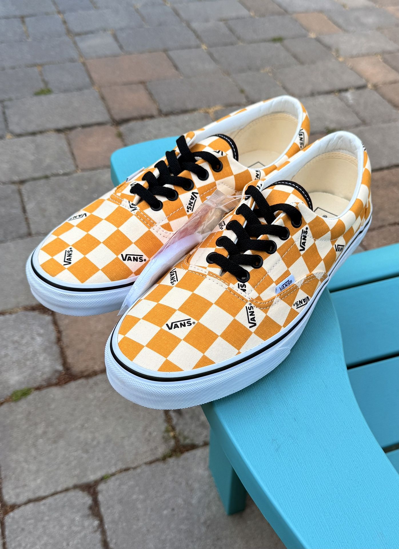 MENS VANS ERA BIG CHECKER SKATEBOARD SHOES YELLOW/ TRUE WHITE US SIZE 10.5 (NEW)